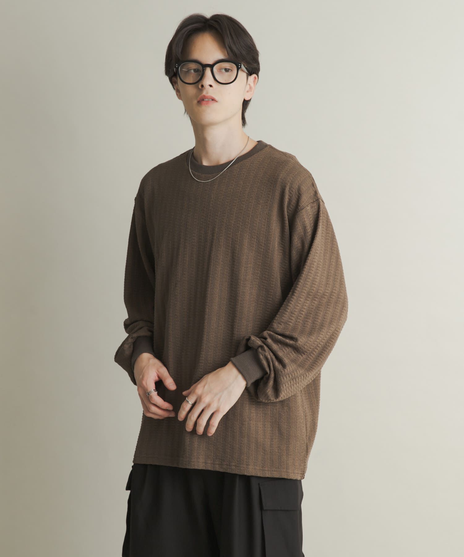 SENSE OF PLACE by URBAN RESEARCH「ライトワッフルクルーネックロングTシャツ」|Tシャツ・カットソー|