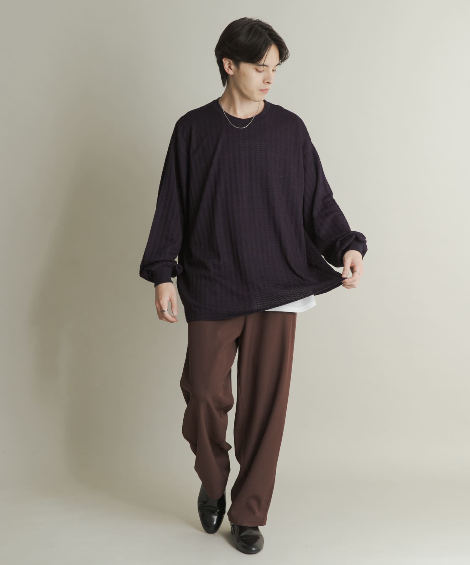 SENSE OF PLACE by URBAN RESEARCH「ライトワッフルクルーネックロングTシャツ」|Tシャツ・カットソー|