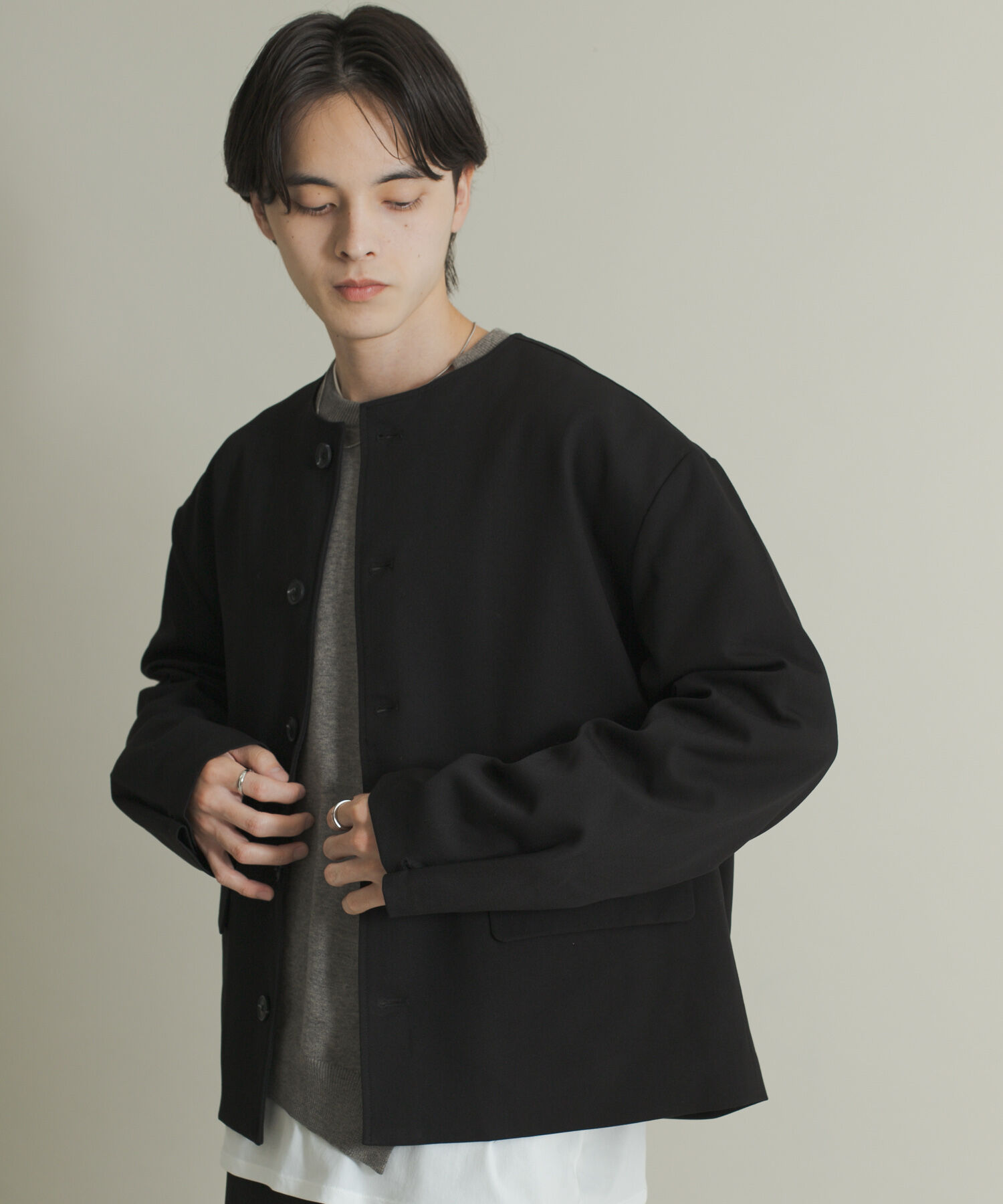 SENSE OF PLACE by URBAN RESEARCH「コンフォートクルーネックジャケット」|ノーカラーコート|