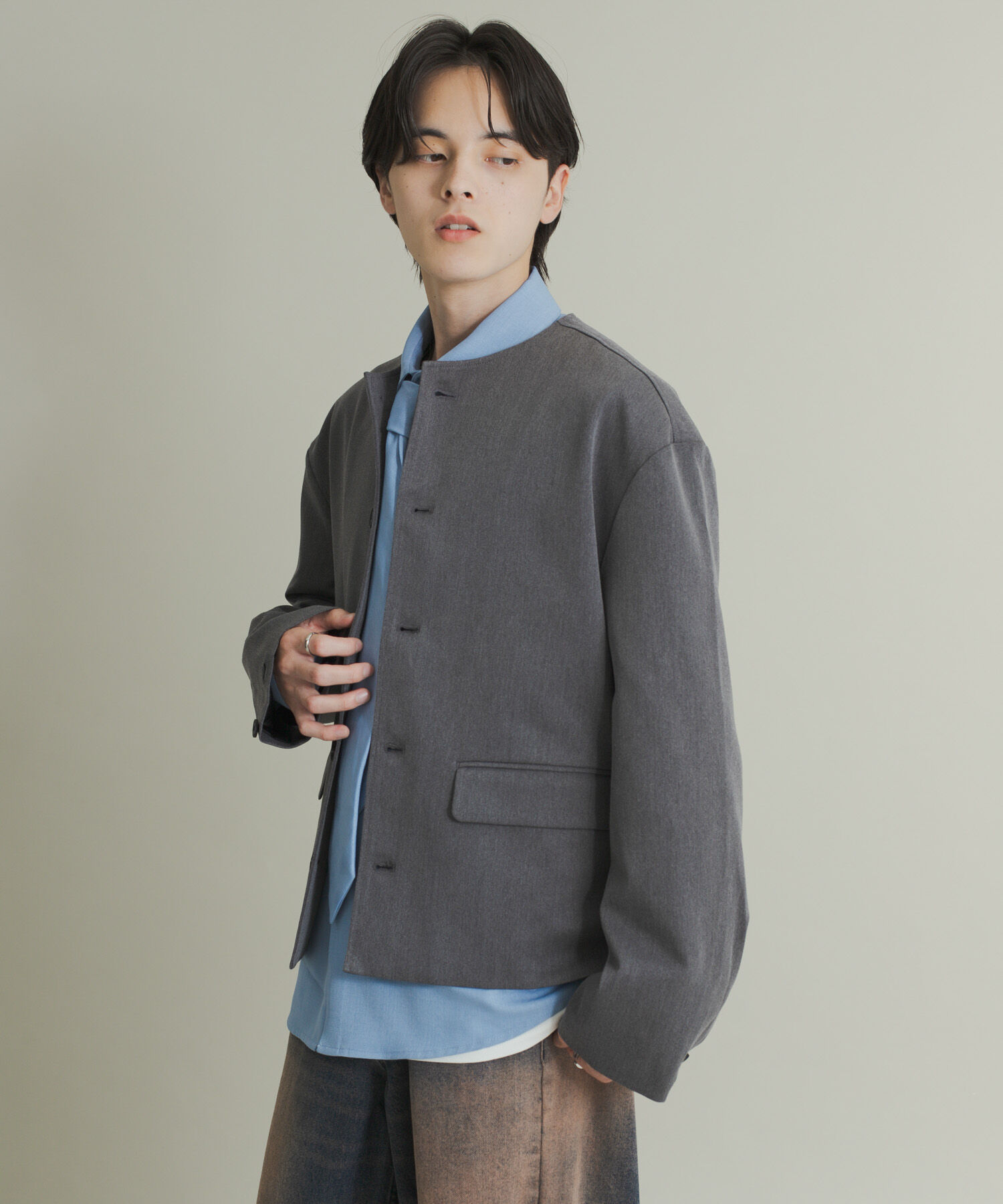 SENSE OF PLACE by URBAN RESEARCH「コンフォートクルーネックジャケット」|ノーカラーコート|