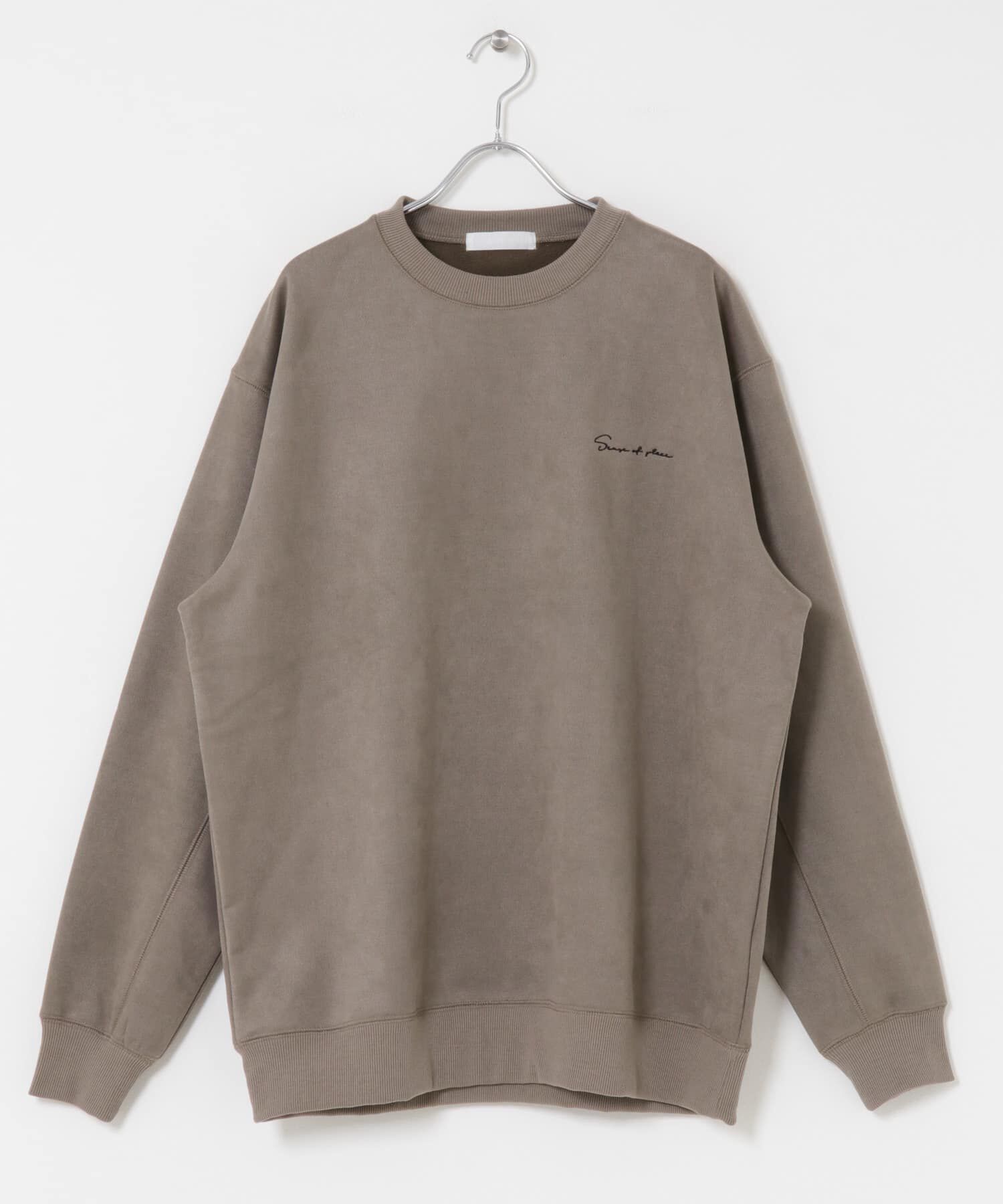 SENSE OF PLACE by URBAN RESEARCH「『ユニセックス』シシュウフェイクスエードクルーネックスウェット」|スウェット・ジャージ|