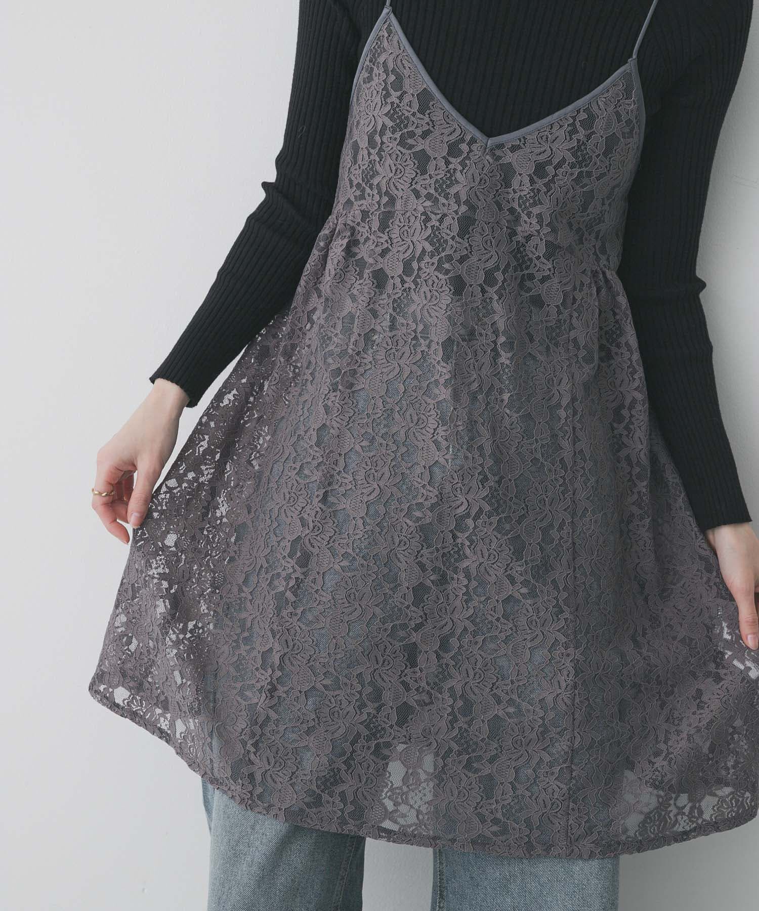 SENSE OF PLACE by URBAN RESEARCH「レースキャミチュニック」|キャミソール|グレー