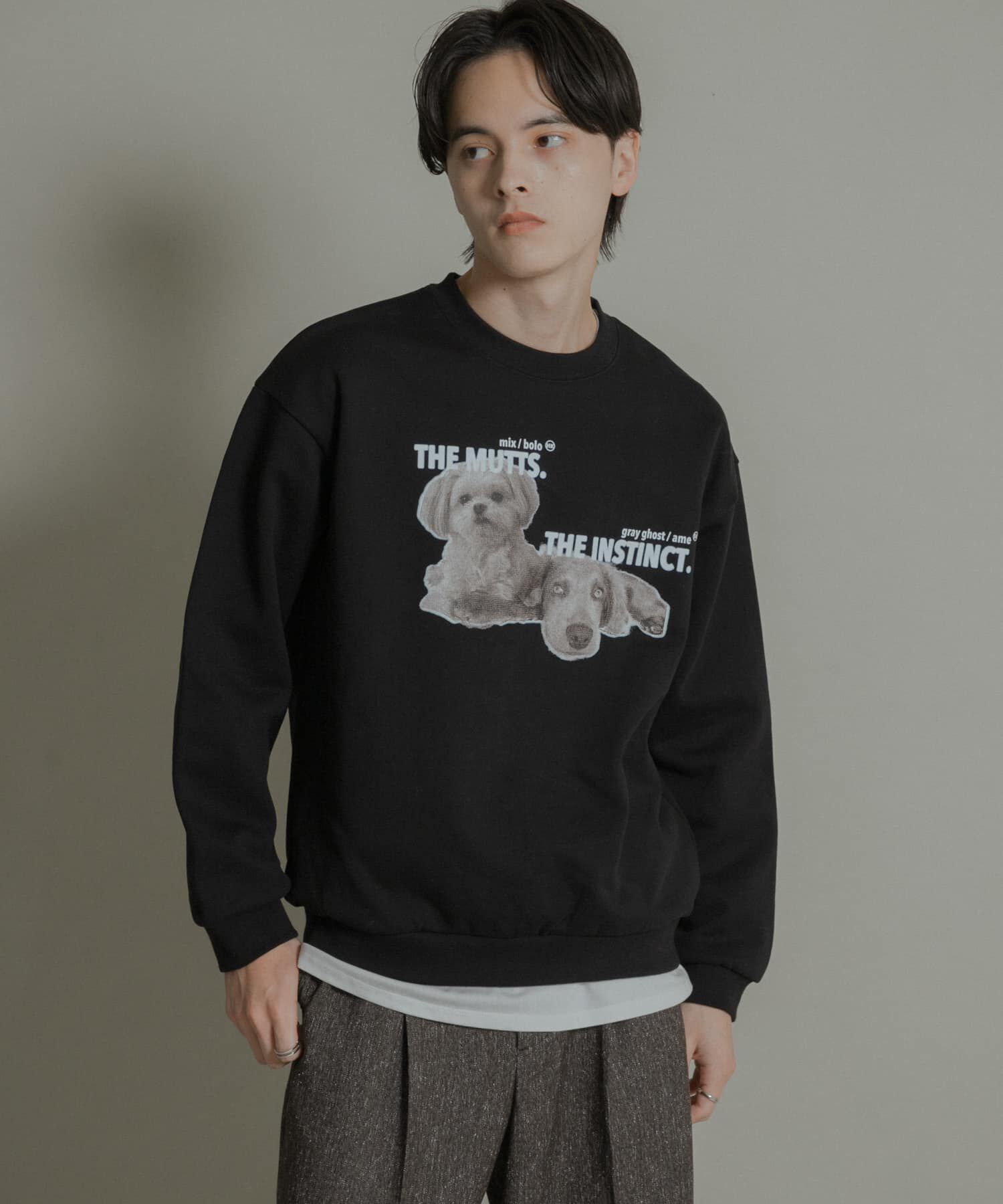 SENSE OF PLACE by URBAN RESEARCH「Dog graphic crew-neck Sweat」|スウェット・ジャージ|ブラック