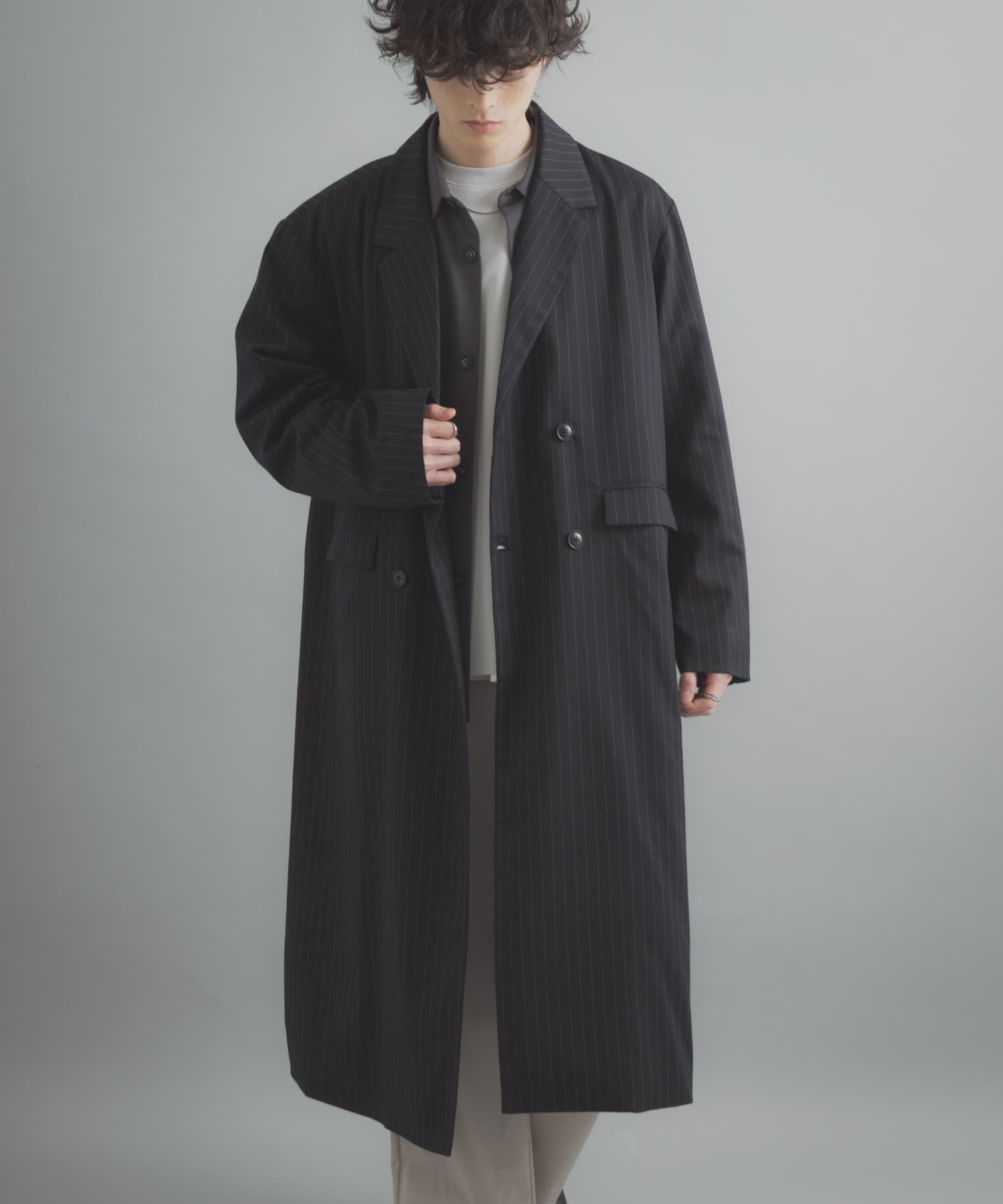 SENSE OF PLACE by URBAN RESEARCH「ダブルブレストロングコート」|ノーカラーコート|