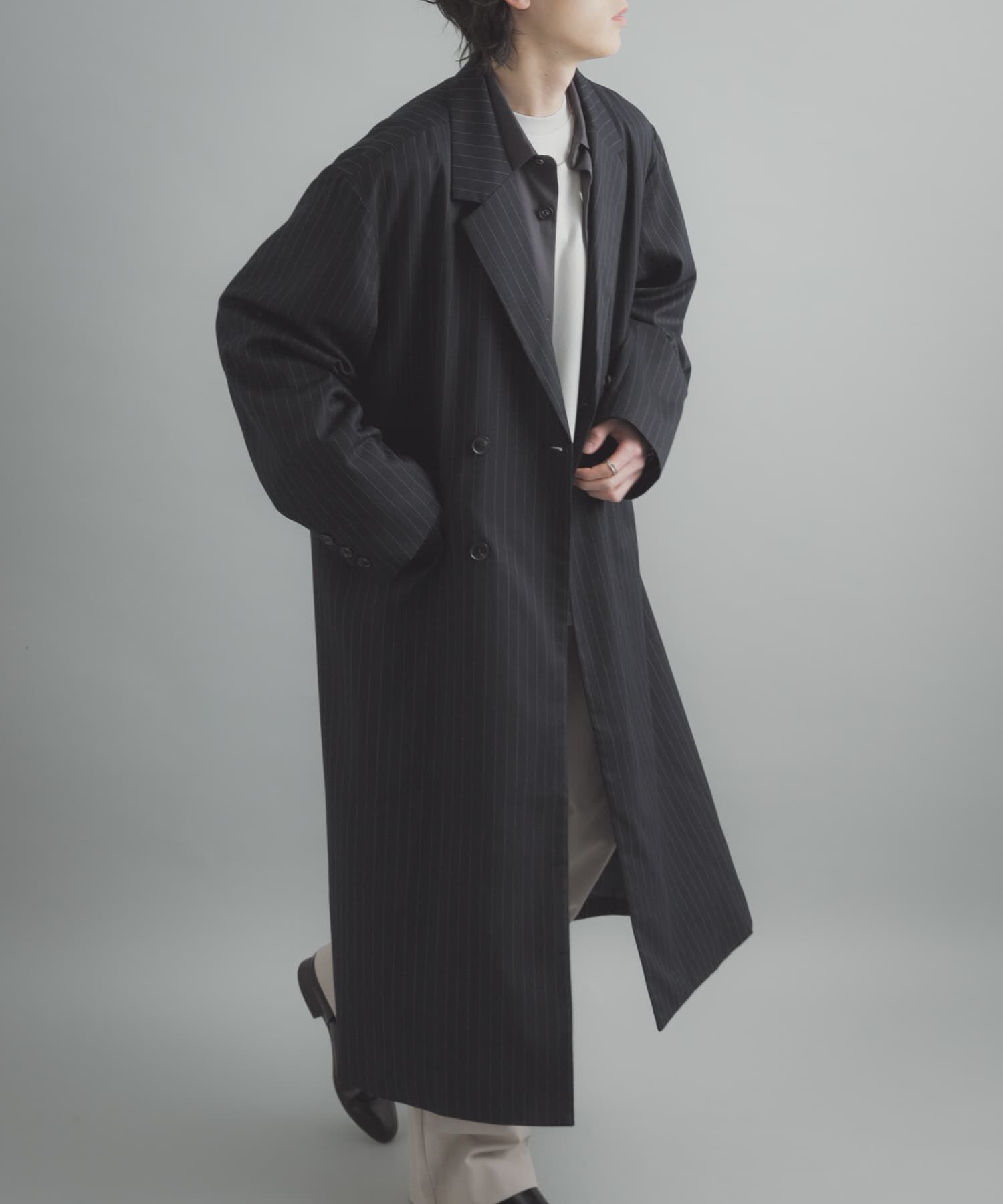 SENSE OF PLACE by URBAN RESEARCH「ダブルブレストロングコート」|ノーカラーコート|