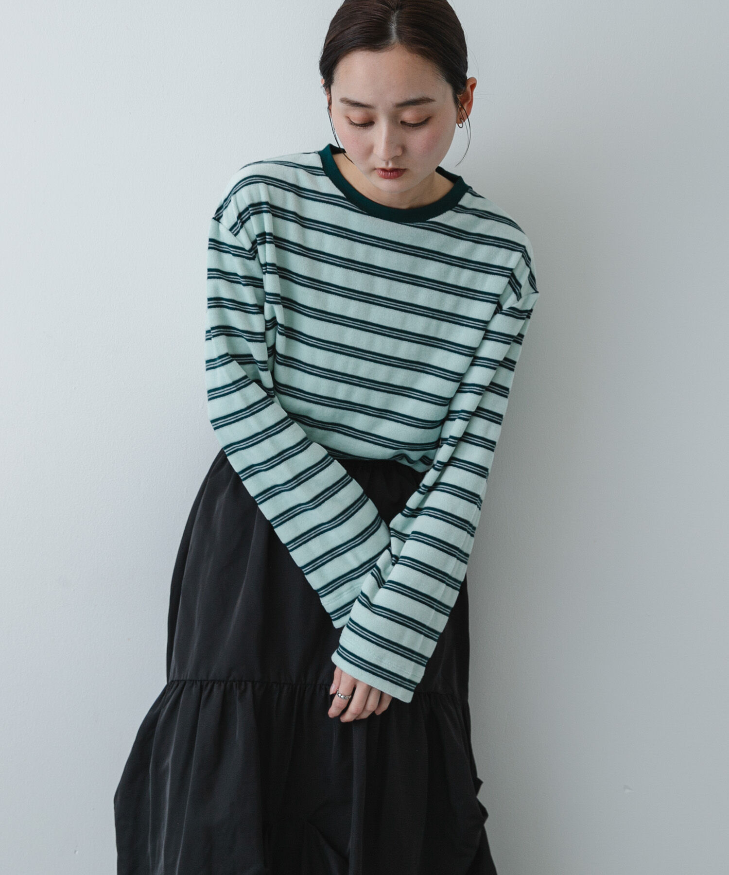 SENSE OF PLACE by URBAN RESEARCH「ベロアボーダーTシャツ」|Tシャツ・カットソー|ミント