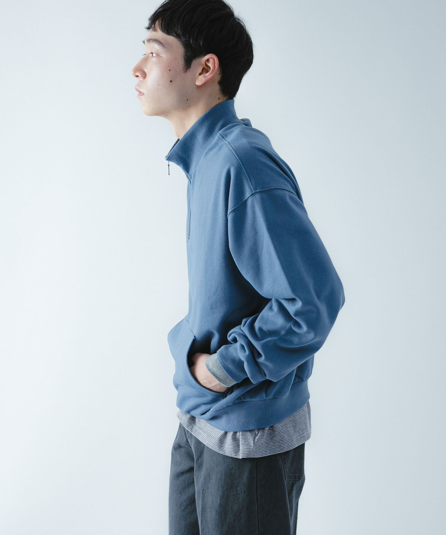 SENSE OF PLACE by URBAN RESEARCH「『洗濯可/撥水/防花粉』SKINProofハーフジップスウェット」|スウェット・ジャージ|ブルー