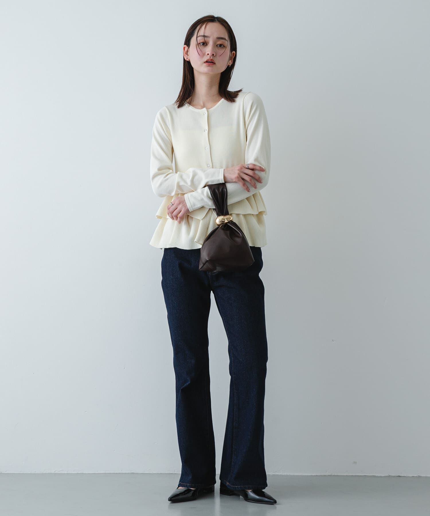 SENSE OF PLACE by URBAN RESEARCH「『洗濯可』ウェーブペプラムニットカーディガン」|カーディガン|