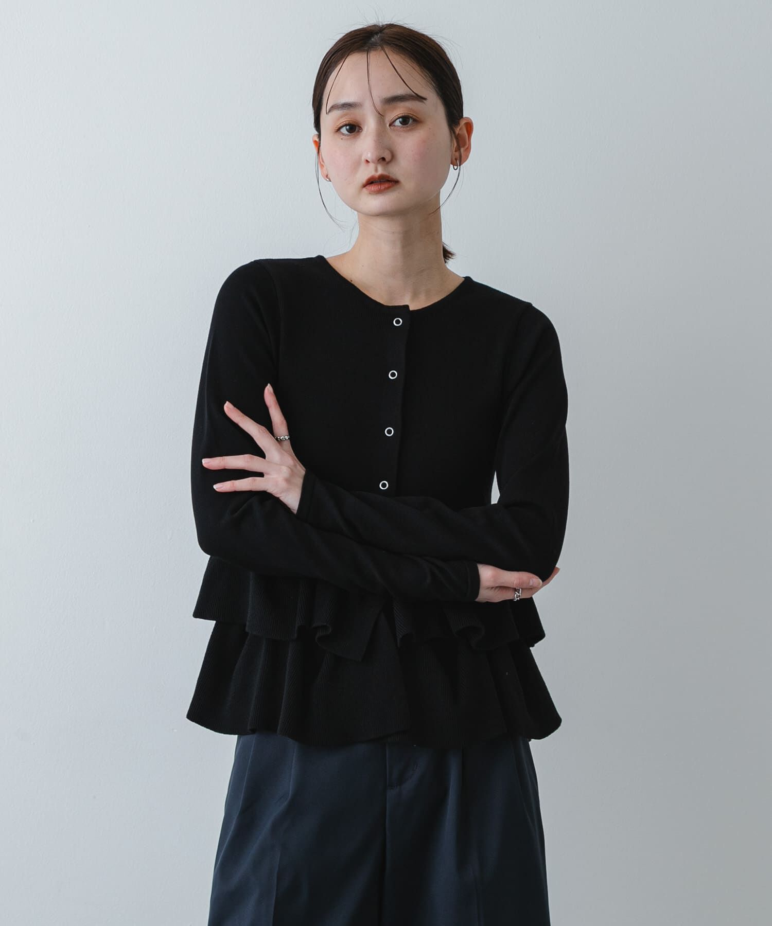 SENSE OF PLACE by URBAN RESEARCH「『洗濯可』ウェーブペプラムニットカーディガン」|カーディガン|