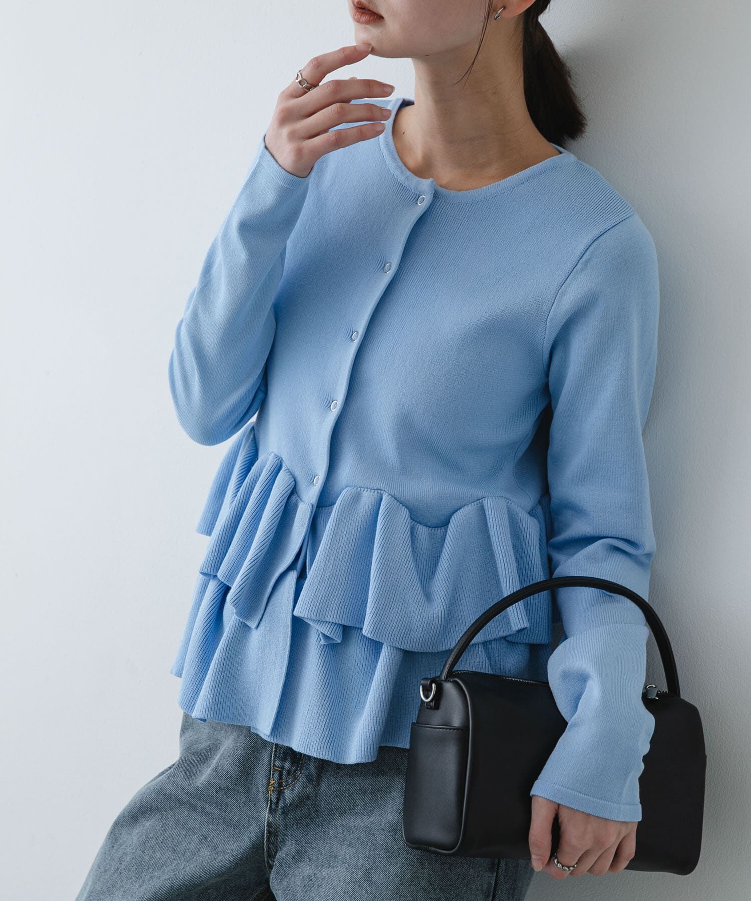 SENSE OF PLACE by URBAN RESEARCH「『洗濯可』ウェーブペプラムニットカーディガン」|カーディガン|