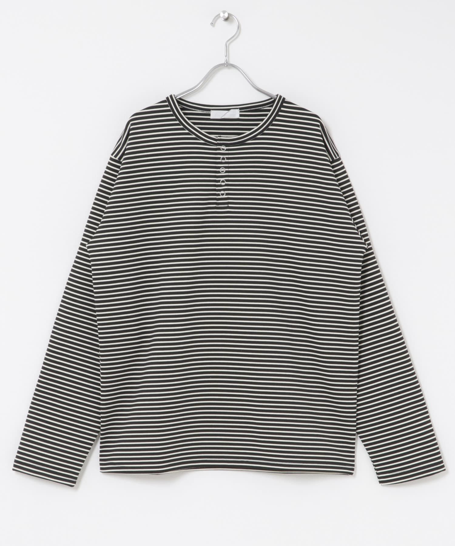 SENSE OF PLACE by URBAN RESEARCH「ボーダーヘンリーネックロングTシャツ」|Tシャツ・カットソー|