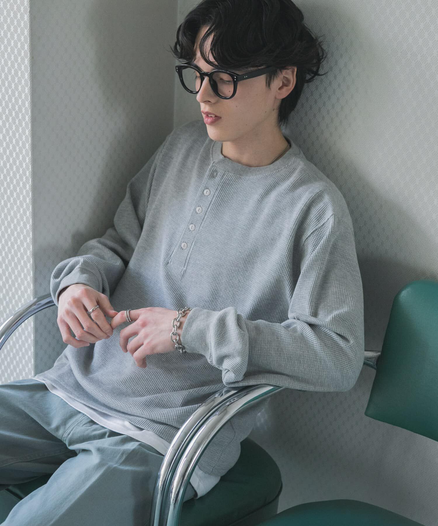 SENSE OF PLACE by URBAN RESEARCH「ワッフルヘンリーネックロングTシャツ」|Tシャツ・カットソー|