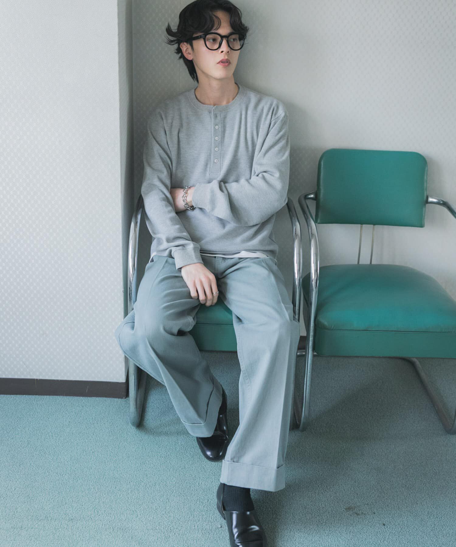 SENSE OF PLACE by URBAN RESEARCH「ワッフルヘンリーネックロングTシャツ」|Tシャツ・カットソー|