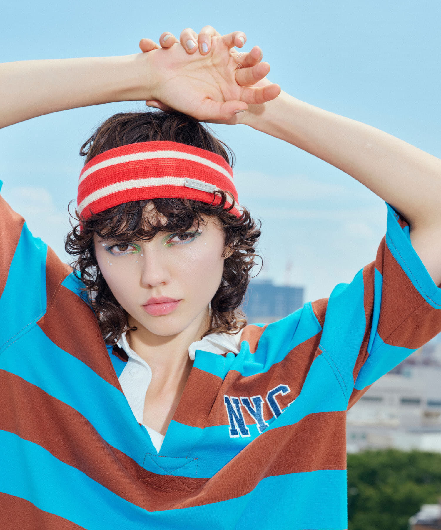 SENSE OF PLACE by URBAN RESEARCH「ANNA SUI NYC　ボーダーニットヘッドバンド」|ヘアバンド|レッド