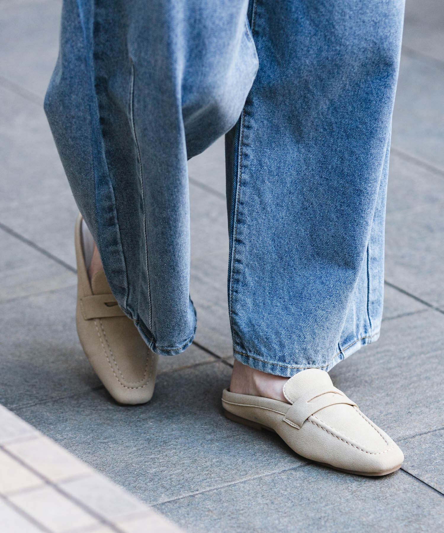 SENSE OF PLACE by URBAN RESEARCH「スクエアトゥローファーミュール」|ローファー|ベージュ