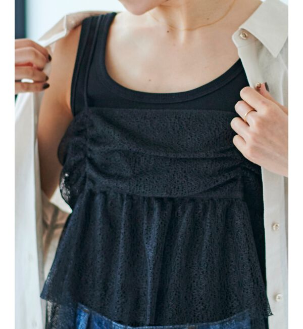 le.coeur blanc「COTTONストレッチテレコタンク」|タンクトップ|ブラック