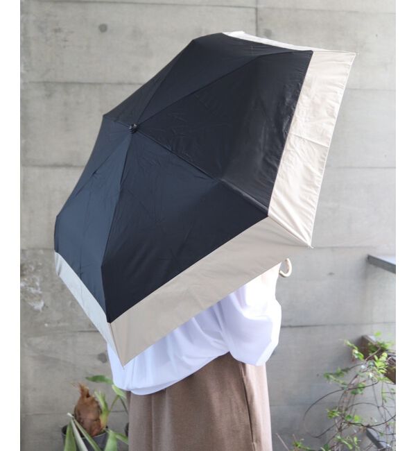 le.coeur blanc「PUバイカラーミニ コンパクト折りたたみ傘」|傘|ブラック柄