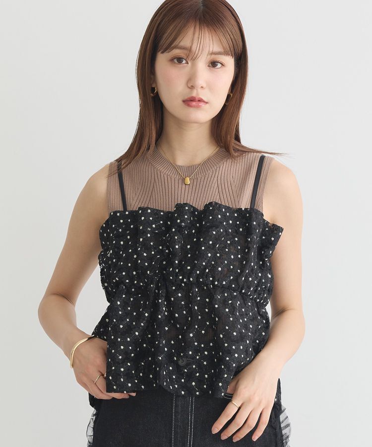 earth music&ecology「キラキラフラワー刺繍ビスチェ」|ベスト・ジレ|