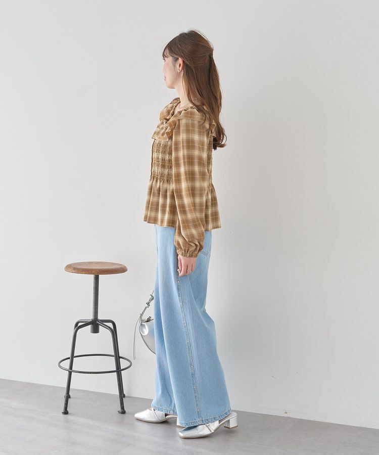 earth music&ecology「チェックシャーリングブラウス」|シャツ・ブラウス|