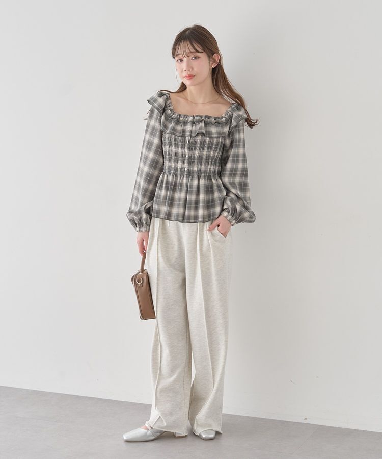 earth music&ecology「チェックシャーリングブラウス」|シャツ・ブラウス|