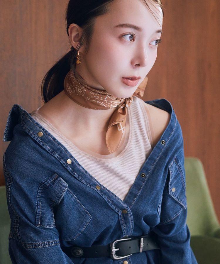 earth music&ecology「ボタニカル柄スカーフ(70&times;70)」|バンダナ・スカーフ|