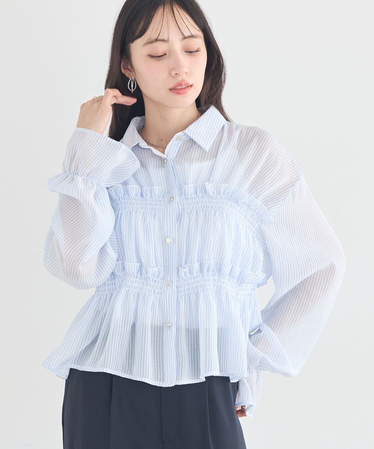 earth music&ecology「シャーリングストライプシャツ」|シャツ・ブラウス|