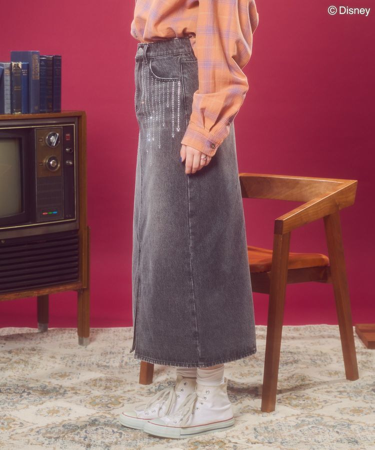 AMERICAN HOLIC「ラインストーンデニムスカート/Disney」|タイト|