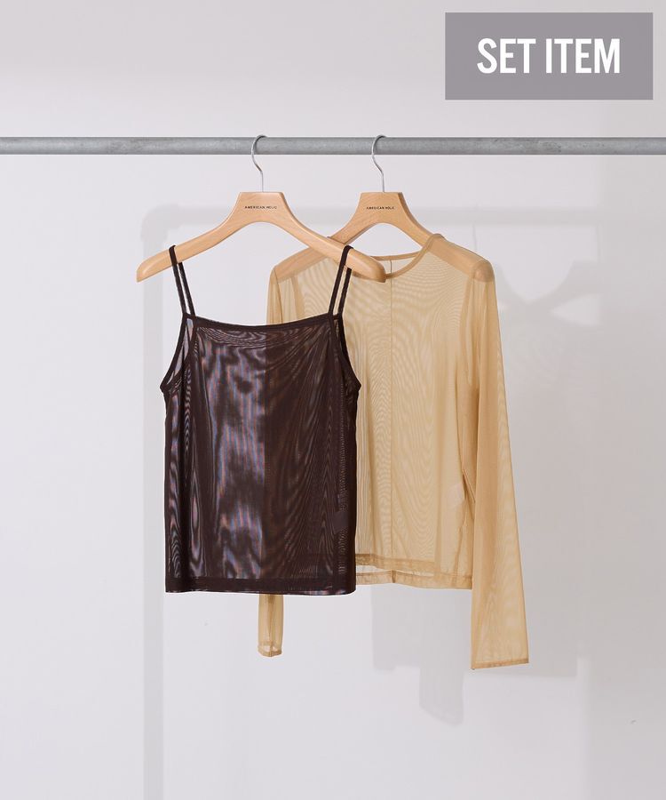 AMERICAN HOLIC「【2点セット】チュールキャミレイヤードトップス」|Tシャツ・カットソー|Beige