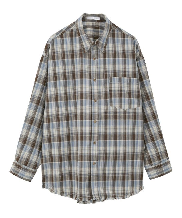 AMERICAN HOLIC「フリンジヘム起毛チェックシャツ」|シャツ・ブラウス|