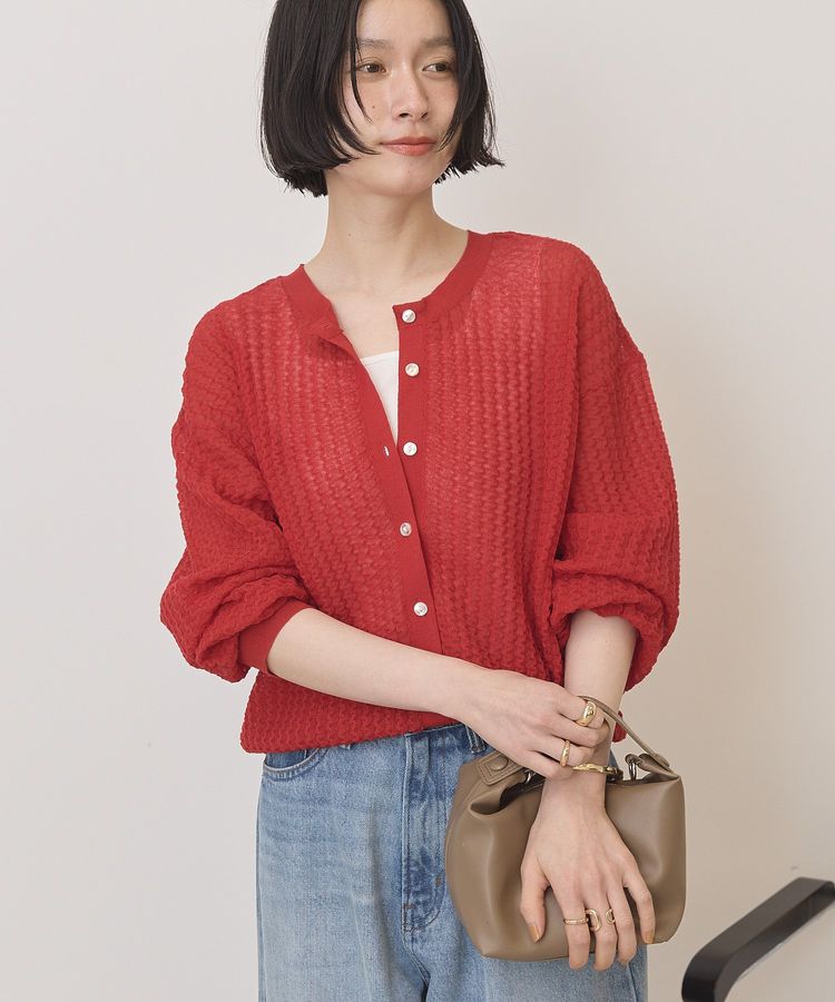 AMERICAN HOLIC「【前後2WAY】透かし編みニットカーディガン」|カーディガン|