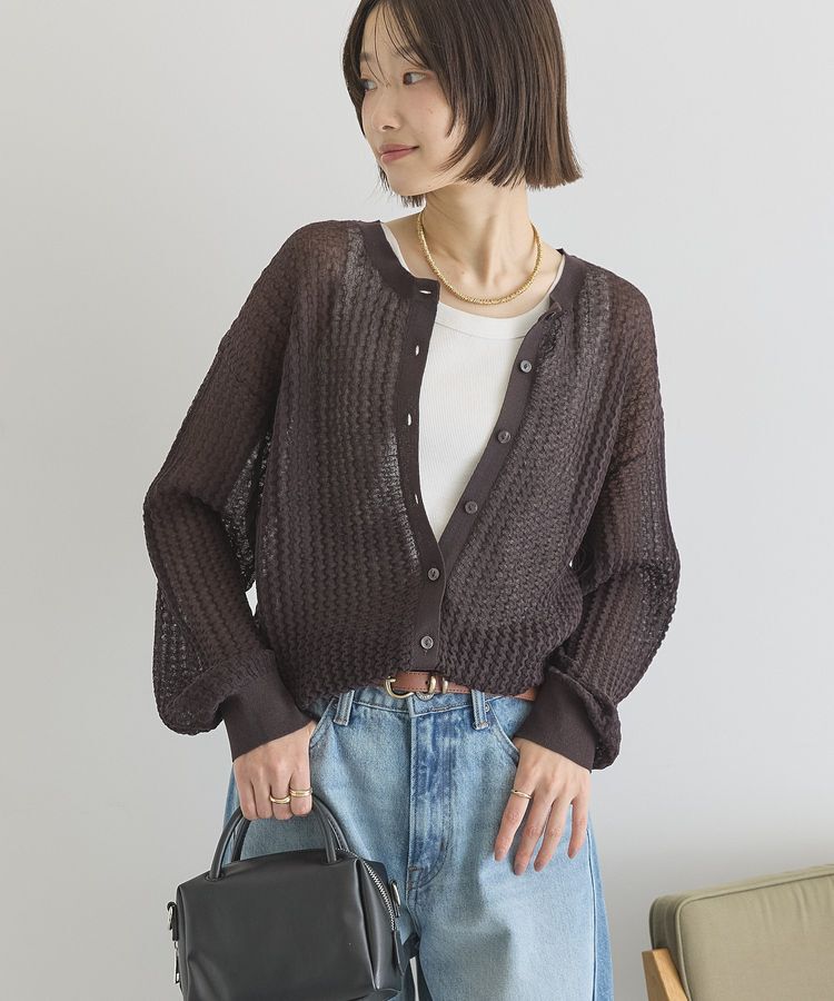 AMERICAN HOLIC「【前後2WAY】透かし編みニットカーディガン」|カーディガン|