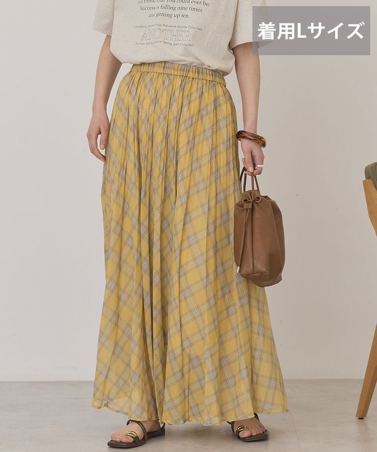AMERICAN HOLIC「【選べる丈】チェックシアープリーツスカート」|スカート|Yellow