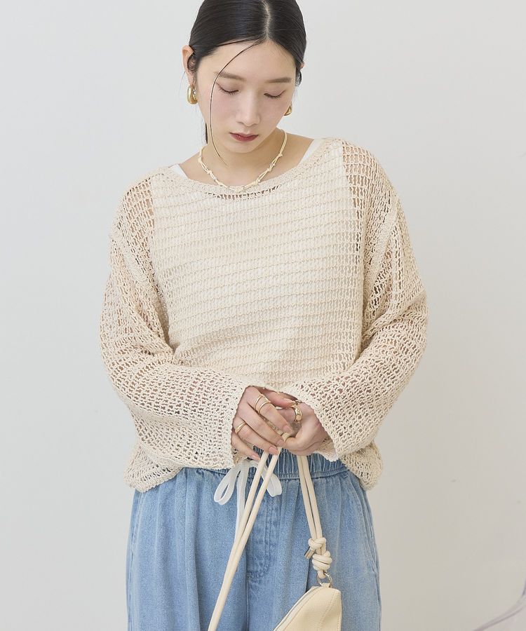 AMERICAN HOLIC「刺繍メッシュプルオーバー」|ニット・セーター|Ivory