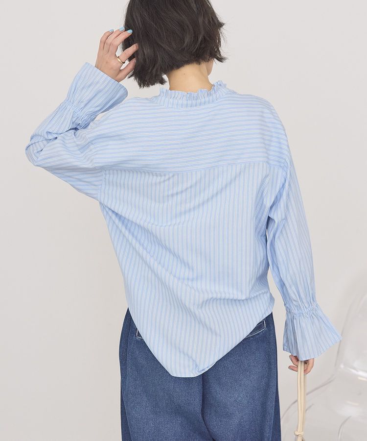 AMERICAN HOLIC「スタンドフリルストライプスキッパーブラウス」|シャツ・ブラウス|