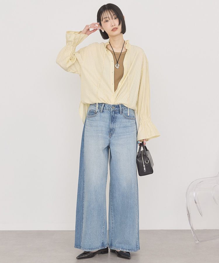 AMERICAN HOLIC「スタンドフリルストライプスキッパーブラウス」|シャツ・ブラウス|