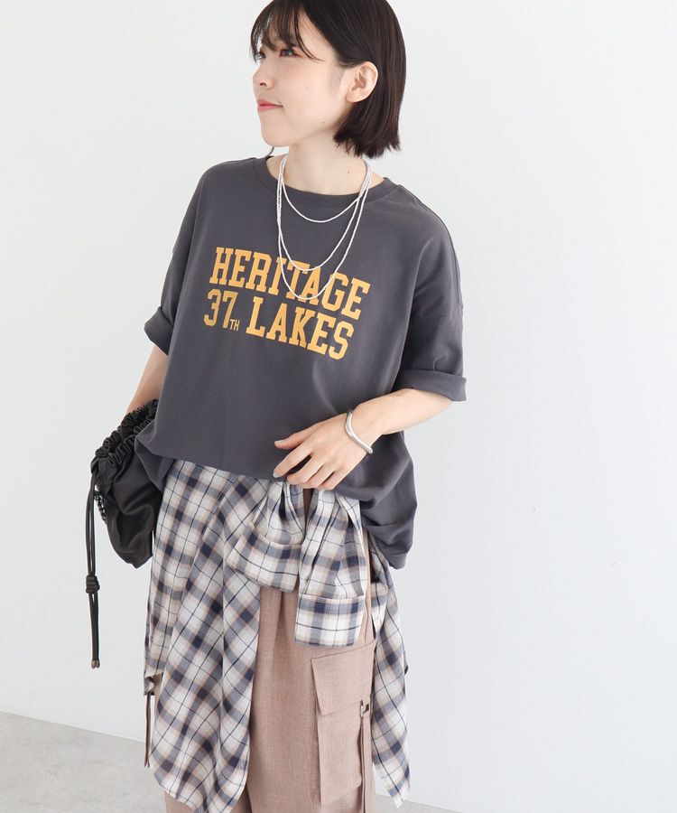 Green Parks「カレッジロゴ刺繍5分袖チュニック」|チュニック|