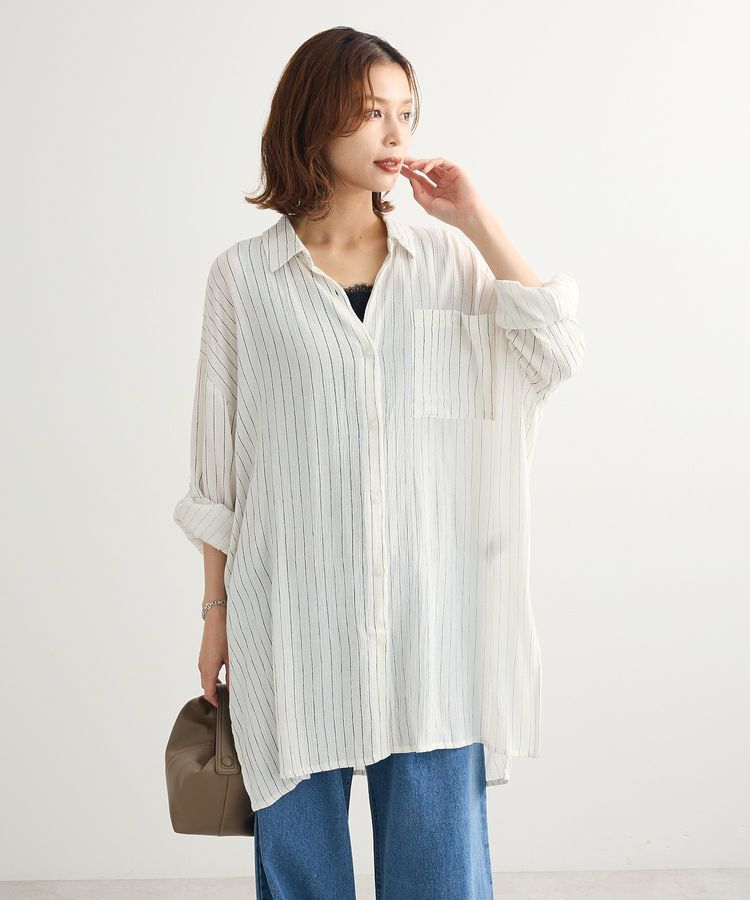 Green Parks「ターンバック長袖レーヨンチュニック」|チュニック|