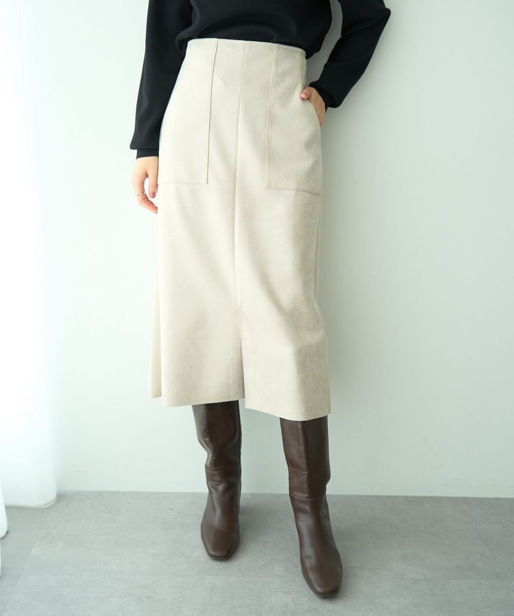 YECCA VECCA「ハイウエストフェイクスエードスカート」|タイト|