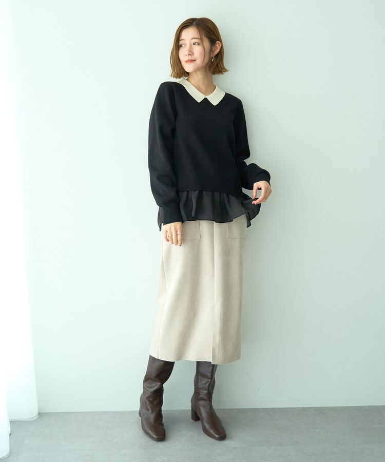 YECCA VECCA「ハイウエストフェイクスエードスカート」|タイト|