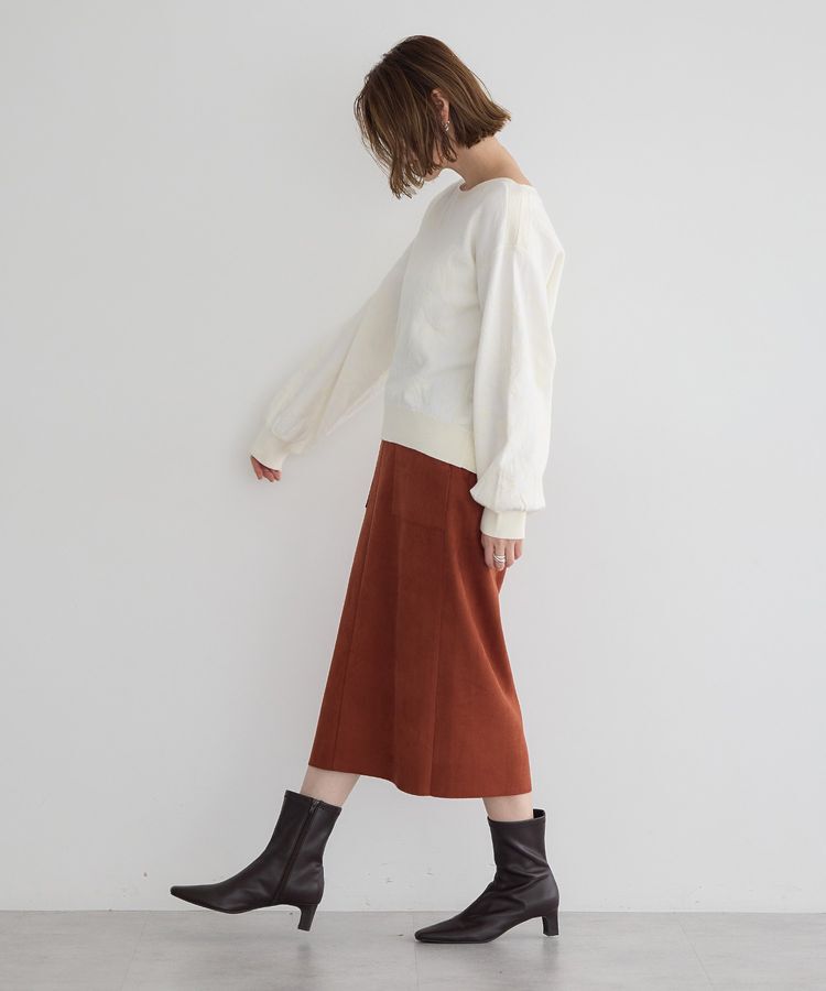 YECCA VECCA「ハイウエストフェイクスエードスカート」|タイト|