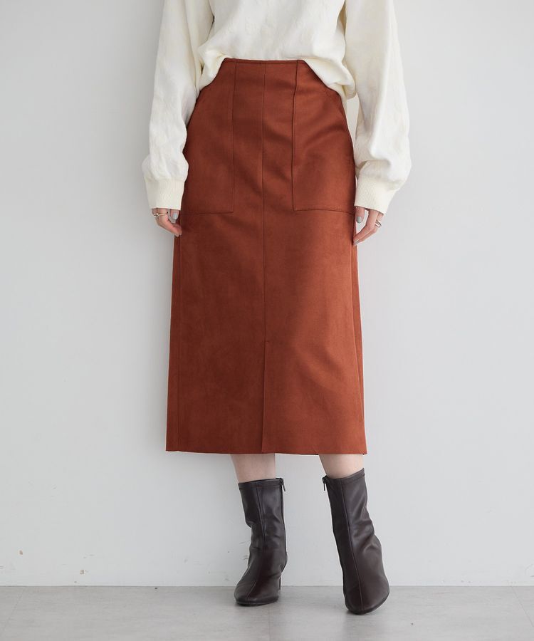 YECCA VECCA「ハイウエストフェイクスエードスカート」|タイト|