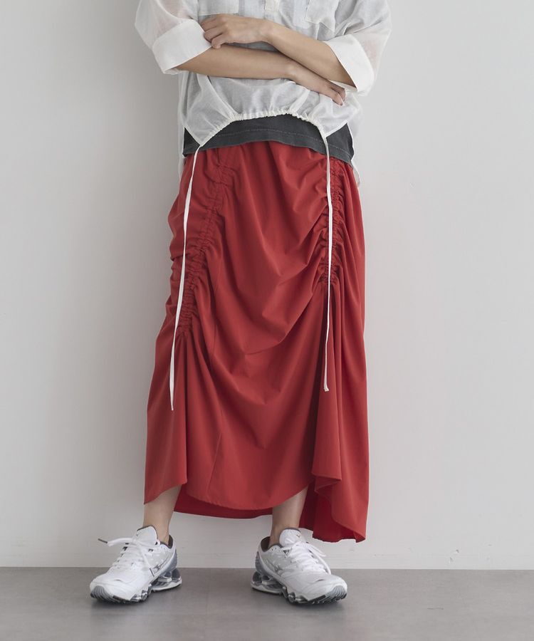 GARAGE OF GOOD CLOTHING「アシメギャザーロングスカート」|スカート|Red