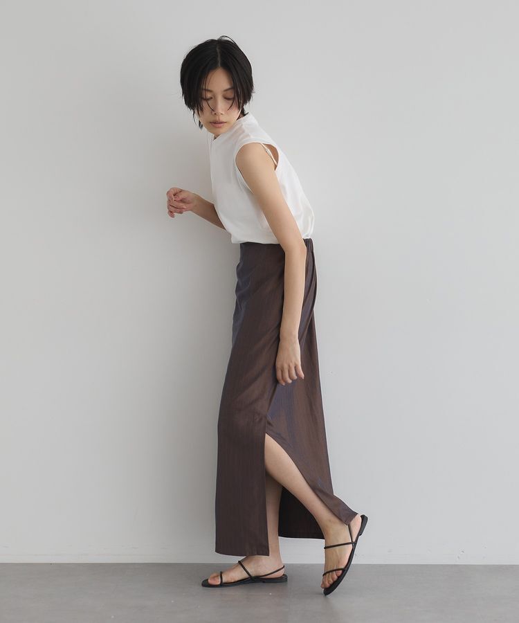 GARAGE OF GOOD CLOTHING「【日本製】ストライプサイドベンツロングスカート」|タイト|