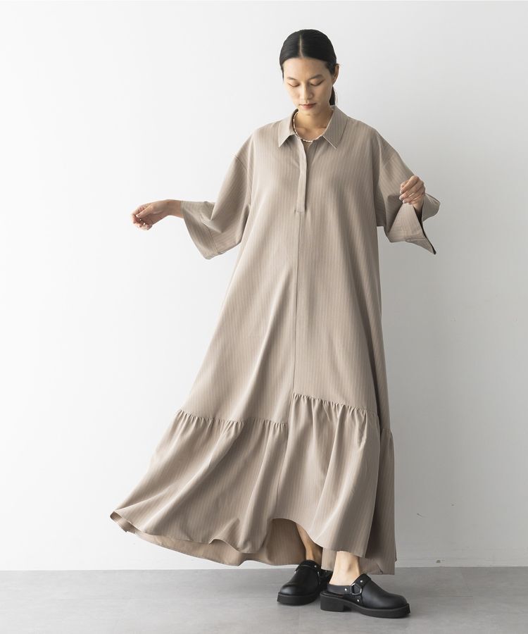 GARAGE OF GOOD CLOTHING「ストライプアシンメトリー７分袖ワンピース」|ワンピース|