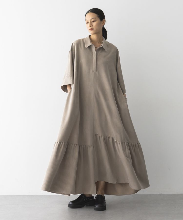 GARAGE OF GOOD CLOTHING「ストライプアシンメトリー７分袖ワンピース」|ワンピース|