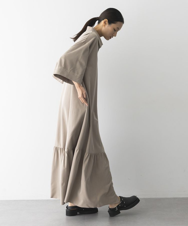 GARAGE OF GOOD CLOTHING「ストライプアシンメトリー７分袖ワンピース」|ワンピース|