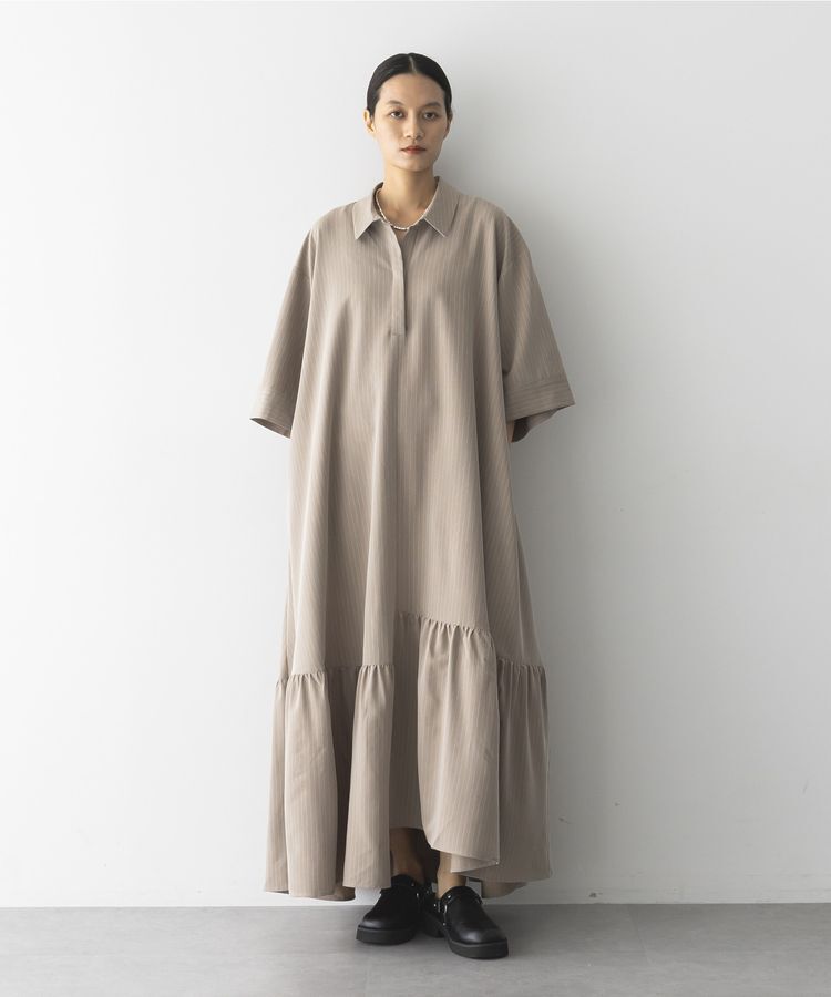 GARAGE OF GOOD CLOTHING「ストライプアシンメトリー７分袖ワンピース」|ワンピース|