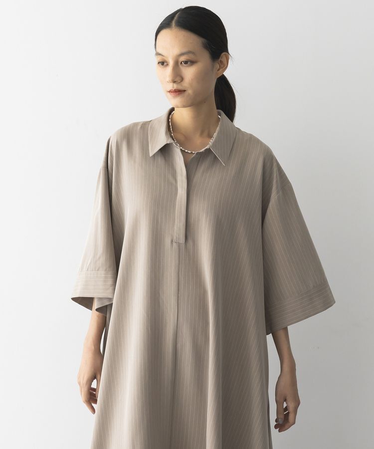 GARAGE OF GOOD CLOTHING「ストライプアシンメトリー７分袖ワンピース」|ワンピース|