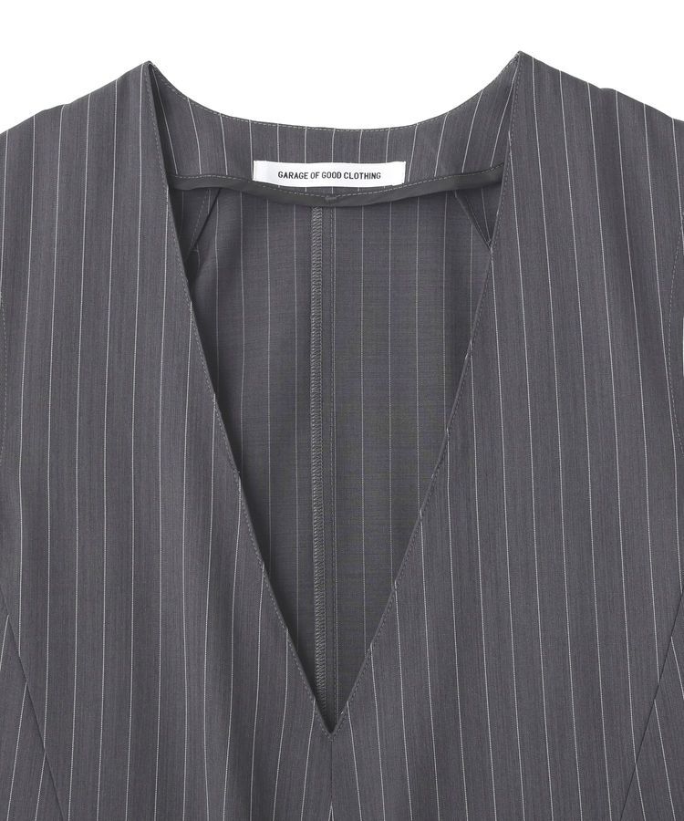 GARAGE OF GOOD CLOTHING「ストライプ深Vネックタックジャンパースカート」|ジャンパースカート|