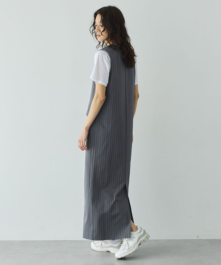 GARAGE OF GOOD CLOTHING「ストライプ深Vネックタックジャンパースカート」|ジャンパースカート|